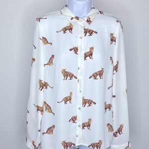 NEW…Ivory/Brown button down shirt size S (small) from Forever21